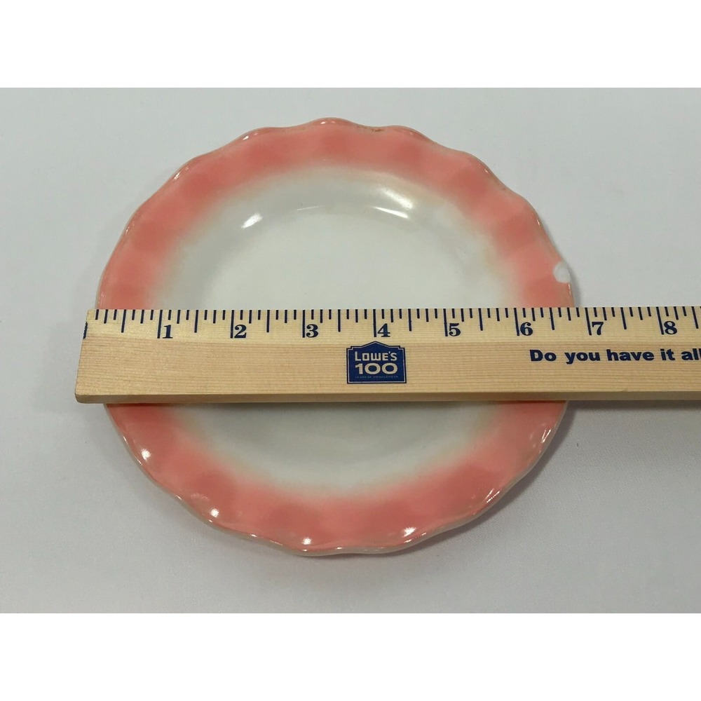 VTG Hazel Atlas Pink Depression Crinoline Ripple Ruffle Edge 3 Plates‎ 1 Saucer - Picture 10 of 10